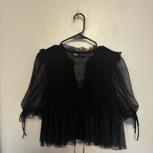Zara Tiered Mesh Sleeve Blouse